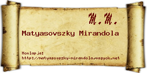 Matyasovszky Mirandola névjegykártya